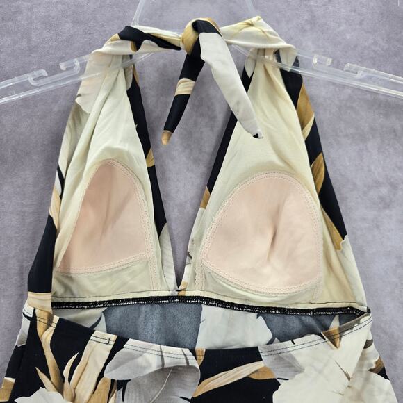 Sessa Black Floral Halter Padded Swimwear Tankini Tank Top Medium M 8 - Picture 5 of 7